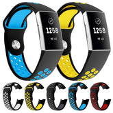 Two-color Round Hole Silicone Watch Band for Fitbit Charge 3, Watch Band Size:130-195mm